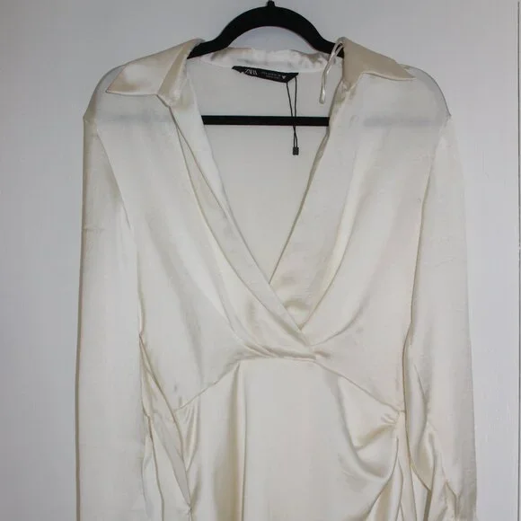 Zara Long Sleeve Satin Dress - Worn Once - Picture 2 of 5
